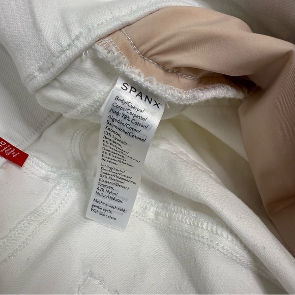 Spanx White Ankle Skinny Jeans 3X / 26 Pull-On Stretch Denim Raw Hem - Picture 3 of 8